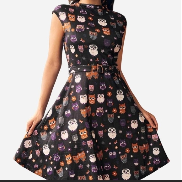 Modcloth Dresses & Skirts - Owl Print Black Dress